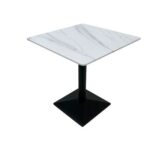 Maple Home Dining Table Modern Marble Patten Metal Base Kitchen Dining Restaurant Table L80xW80xH75 - White