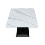 Maple Home Dining Table Modern Marble Patten Metal Base Kitchen Dining Restaurant Table L80xW80xH75 - White