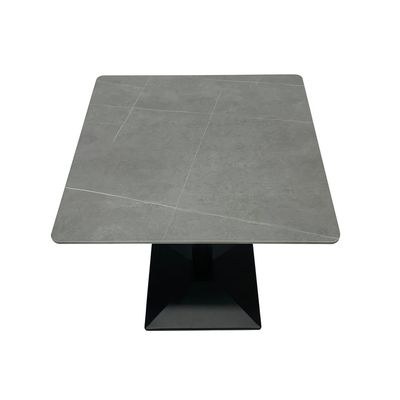 Maple Home Dining Table Modern Marble Patten Metal Base Kitchen Dining Restaurant Table L70xW70xH74 - Grey - Image 3