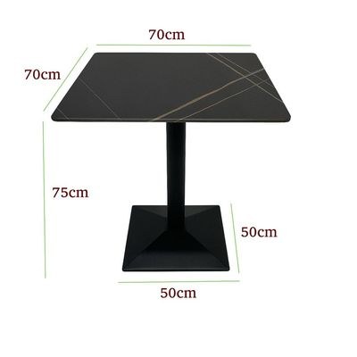 Maple Home Dining Table Modern Marble Patten Metal Base Kitchen Dining Restaurant Table L70xW70xH74 - Grey - Image 5