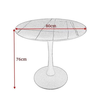 Maple Home Dining Table Modern Marble Patten Metal Base Kitchen Dining Restaurant Table L80xW80xH76 - Grey - Image 5