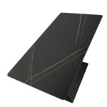 Maple Home Dining Table Modern Marble Patten Metal Base Kitchen Dining Restaurant Table L120xW70xH75 - Black