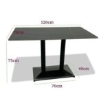 Maple Home Dining Table Modern Marble Patten Metal Base Kitchen Dining Restaurant Table L120xW70xH75 - Black