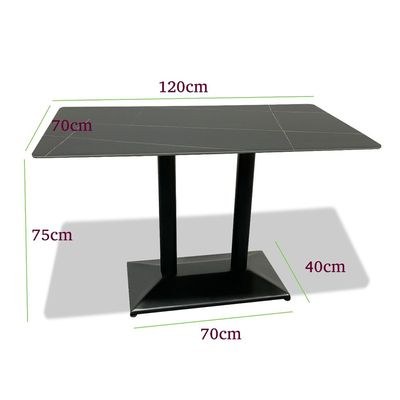 Maple Home Dining Table Modern Marble Patten Metal Base Kitchen Dining Restaurant Table L120xW70xH75 - Black - Image 5