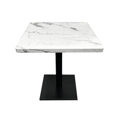 Maple Home Dining Table Granite Body Marble Patten Metal Base Kitchen Dining Restaurant Table L70xW70xH75 - White
