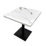 Maple Home Dining Table Granite Body Marble Patten Metal Base Kitchen Dining Restaurant Table L70xW70xH75 - White