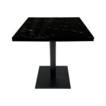 Maple Home Dining Table Granite Body Marble Patten Metal Base Kitchen Dining Restaurant Table L70xW70xH75 - Black