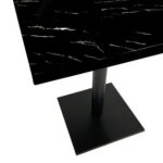 Maple Home Dining Table Granite Body Marble Patten Metal Base Kitchen Dining Restaurant Table L70xW70xH75 - Black