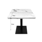 Maple Home Dining Table Granite Body Marble Patten Metal Base Kitchen Dining Restaurant Table L70xW70xH75 - White