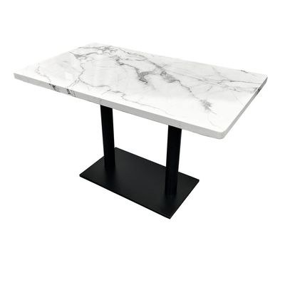 Maple Home Dining Table Granite Body Marble Patten Metal Base Kitchen Dining Restaurant Table L120xW70xH75 - White