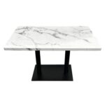 Maple Home Dining Table Granite Body Marble Patten Metal Base Kitchen Dining Restaurant Table L120xW70xH75 - White