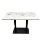 Maple Home Dining Table Granite Body Marble Patten Metal Base Kitchen Dining Restaurant Table L120xW70xH75 - White