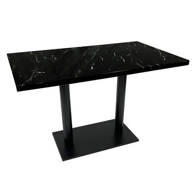 Maple Home Dining Table Granite Body Marble Patten Metal Base Kitchen Dining Restaurant Table L120xW70xH75 - Black