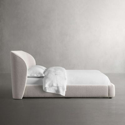 MAPLEHOME Beds Frame Platform Upholstered Bed-Off-White Fleece Fabric Wrap-Queen Size Bed 160*200 With Free Installation - Image 3