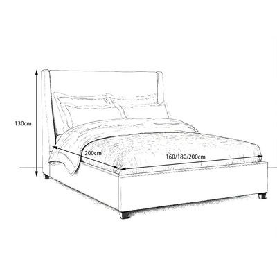 MAPLEHOME Beds Frame Platform Upholstered Bed,Off-White Fabric,Queen Size Bed 160*200 With Free Installation - Image 4