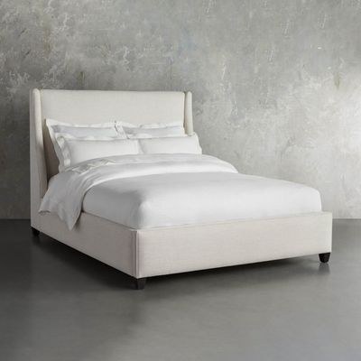 MAPLEHOME Beds Frame Platform Upholstered Bed,Off-White Fabric,King Size Bed 180*200 With Free Installation