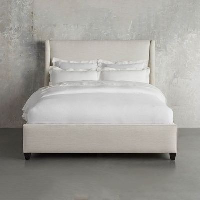MAPLEHOME Beds Frame Platform Upholstered Bed,Off-White Fabric,King Size Bed 180*200 With Free Installation - Image 2