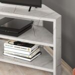 Mourah Home Thales Modern Corner Tv Stand Up To 43'' Inch Tvs| Space-Saving Tv Stand With Storage| 110X36X45 Cm (Grey With Gold Effect)