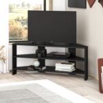 Mourah Home Thales Modern Corner Tv Stand Up To 43'' Inch Tvs| Space-Saving Tv Stand With Storage| 110X36X45 Cm (Black)