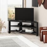 Mourah Home Thales Modern Corner Tv Stand Up To 43'' Inch Tvs| Space-Saving Tv Stand With Storage| 110X36X45 Cm (Black)
