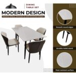 Top Morble 5-Pieces Dining Sets, 1 Piece Rectangular Table With with 4 Chairs Modern Design Furniture for Home, Dining Room, Cafeteria