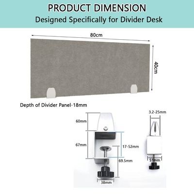 Mahmayi 80x40 Acoustic Desk Privacy Divider Panel - Noise Reducing Partition for Workstations, Libraries and Offices - Grey - Image 5