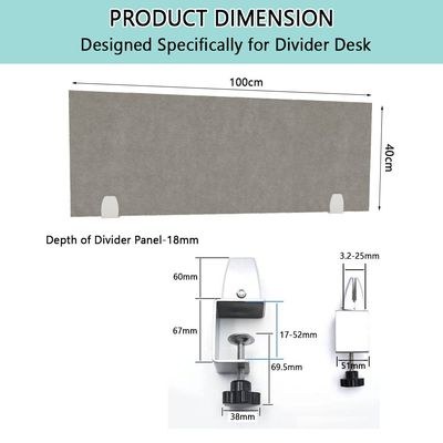 Mahmayi 100x40 Acoustic Desk Privacy Divider Panel - Noise Reducing Partition for Workstations, Libraries and Offices - Grey - Image 5