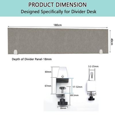 Mahmayi 180x40 Acoustic Desk Privacy Divider Panel - Noise Reducing Partition for Workstations, Libraries and Offices - Grey - Image 5