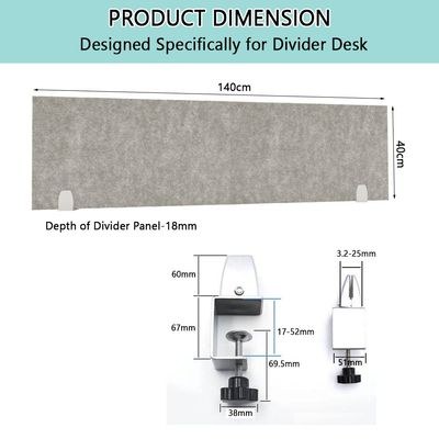 Mahmayi 140x40 Acoustic Desk Privacy Divider Panel - Noise Reducing Partition for Workstations, Libraries and Offices - Grey - Image 5