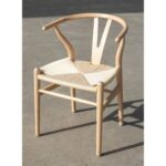 Nordic - Style Metal Chair Y - Chair with Woven Seat - Ideal for Home Dining & Living Spaces (1 piece beige)
