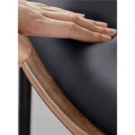 Modern Minimalist Dining Chair - Black Leather Seat, Wood Accents & Metal Frame(1 piece)