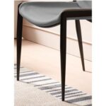 Luxury - Inspired Grey Leather Dining Chair with Armrests & Iconic Emblem(1 piece)
