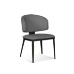 Minimalist Design Grey Dining Chair, Leather Upholstery, Comfortable & Durable(One Piece)