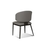 Minimalist Design Grey Dining Chair, Leather Upholstery, Comfortable & Durable(One Piece)