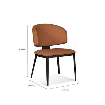 Modern Caramel Upholstered Dining Chair, Black Metal Frame, Stylish Dining Seat(One Piece) - Image 3