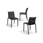 Outdoor Stackable Plastic Chair - Black, UV - Resistant for Patio, Garden & Backyard(One Piece)
