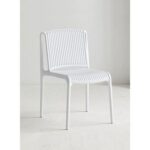 Thickened White Plastic Woven Backrest Dining Chair, Simple Nordic Style Home Leisure Chair(One Piece)