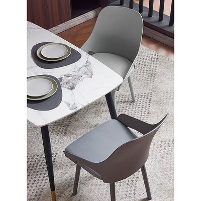 Modern Grey Dining Chair with Padded Seat and Black Legs, Ergonomic Accent Chair for Kitchen, Living Room(1 piece) - Image 4