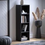 Bookcase and accessory Display Unit of wood 4Tier Black