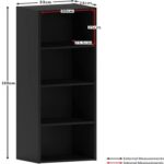 Bookcase and accessory Display Unit of wood 4Tier Black