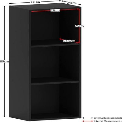 Bookcase and accessory Display Unit of wood 3Tier Black - Image 5