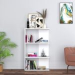 Wood Bookcase with 4 Bookshelf for Living Room and Bedroom and Office-110cm -White