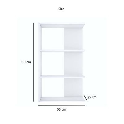 Wood Bookcase with 4 Bookshelf for Living Room and Bedroom and Office-110cm -White - Image 4