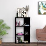 Wood Bookcase with 4 Bookshelf for Living Room and Bedroom and Office-110cm -Black