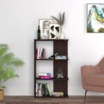 Wood Bookcase with 4 Bookshelf for Living Room and Bedroom and Office-110cm -brown