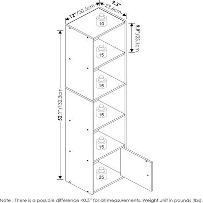 Furinno Luder Shelf Bookcase with 1 Door Storage Cabinet, White - Image 3