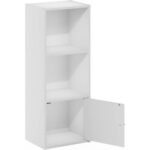 Furinno Luder Shelf Bookcase with 1 Door Storage Cabinet, White