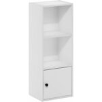 Furinno Luder Shelf Bookcase with 1 Door Storage Cabinet, White