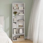 Modern home Wooden Bookcase 6 Tiers Storage Shelf Vertical Cabinet 60 x 23.5 x 180 cm White