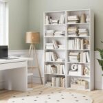 Modern home Wooden Bookcase 6 Tiers Storage Shelf Vertical Cabinet 60 x 23.5 x 180 cm White
